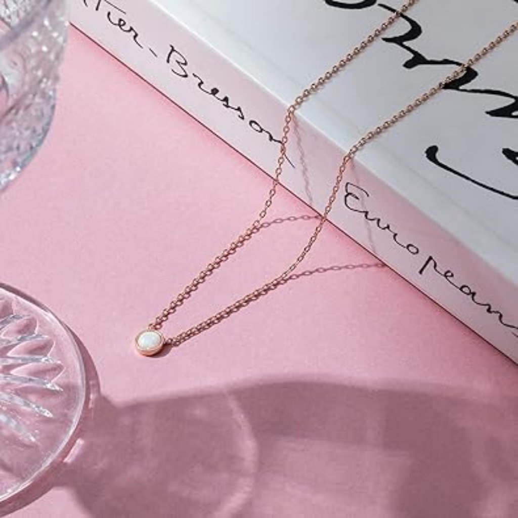 14k Gold Plated Opal Pendant Necklaces For Women